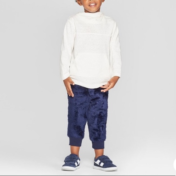 CAT & JACK Teddy Bear Blue Fleece Jogger Pants 2T - Picture 1 of 8